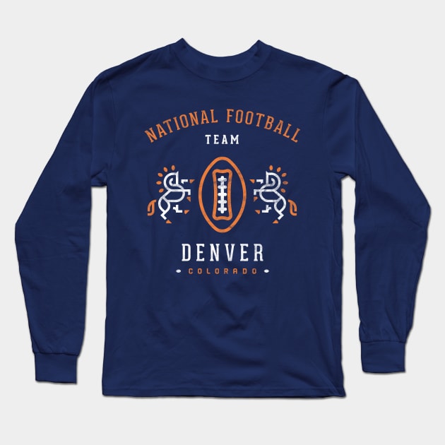 Cool Modern Denver Broncos Sunday Football Team Crest Tailgate Party Long Sleeve T-Shirt by BooTeeQue